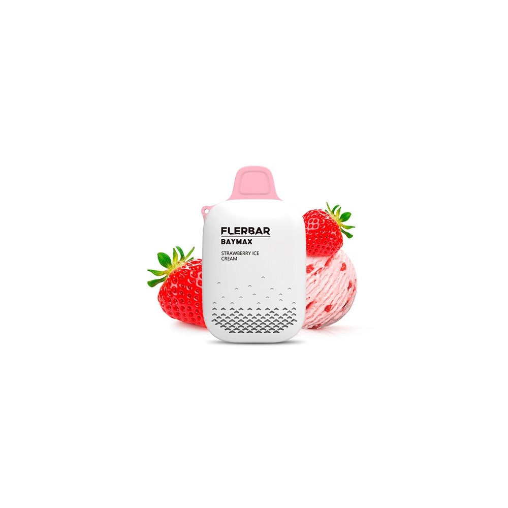Vaper Desechable Sin Nicotina Baymax Strawberry Ice Cream 3500 Puffs 0mg - Flerbar